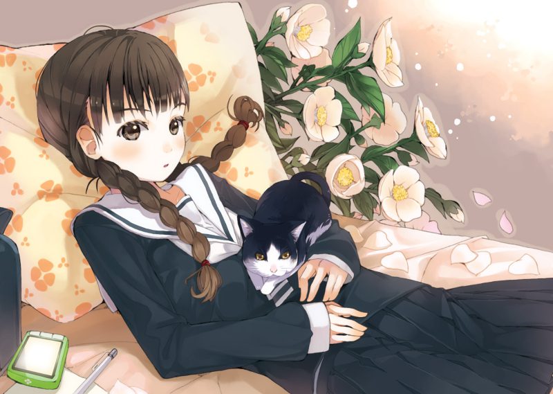 ảnh nền mèo anime dễ thương