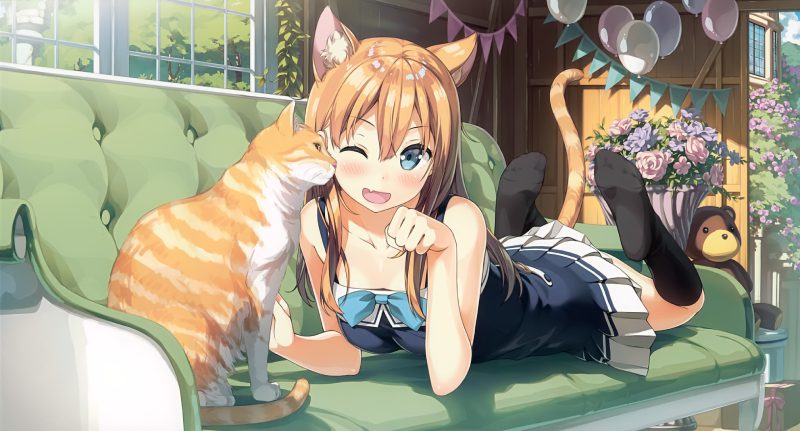 wallpaper mèo anime chibi dễ thương