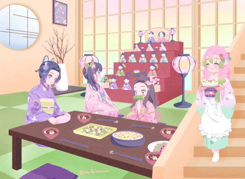 ảnh vẽ mitsuri anime dễ thương phong cách anime