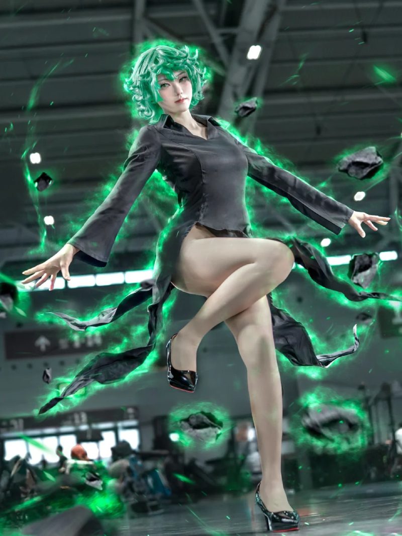 cosplay tatsumaki tóc xanh