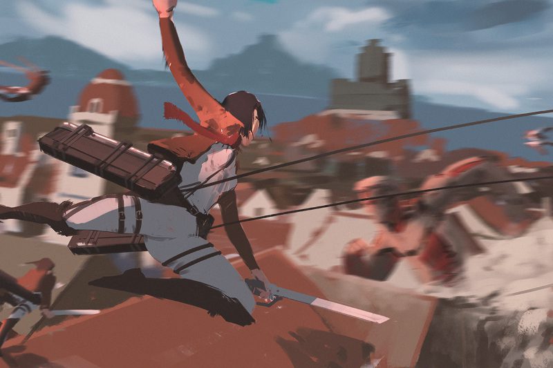 mikasa phiên bản manga trắng đen