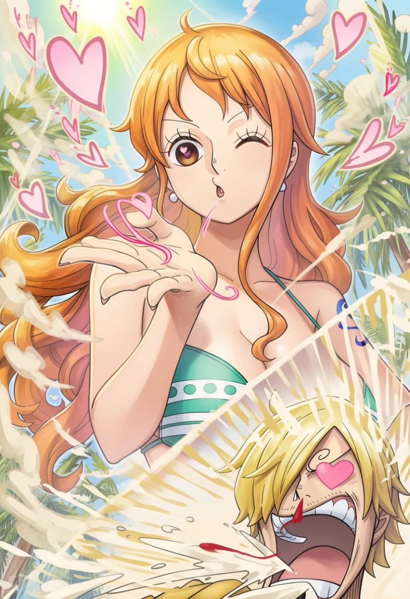 nami tóc cam mặc bikini