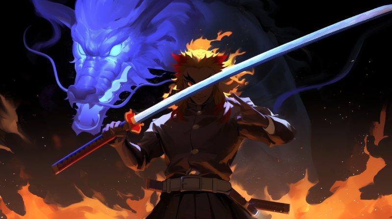 ảnh Rengoku fight ngầu lòi