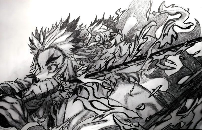 ảnh Rengoku Kyojuro chiến đấu