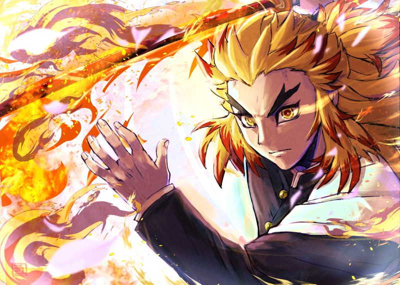 ảnh Rengoku Hashira lửa mạnh mẽ