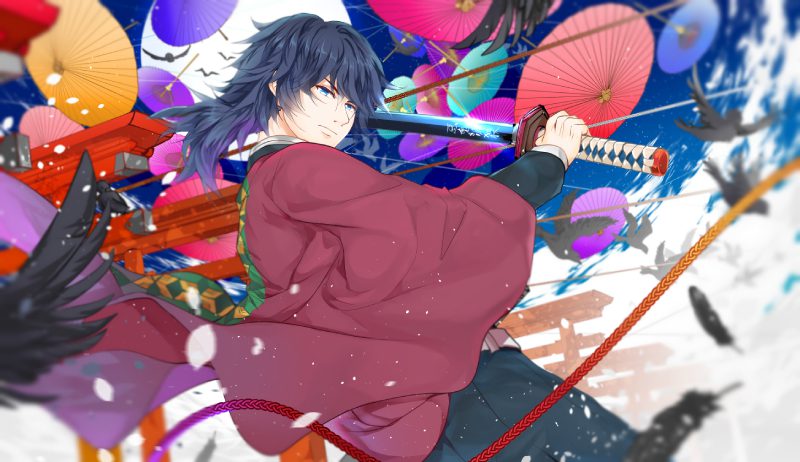 giyuu x tanjiro romantic anime scene