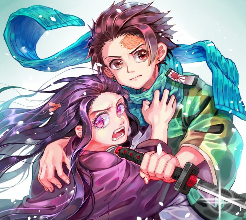 tanjiro và giyuu tạo dáng đôi