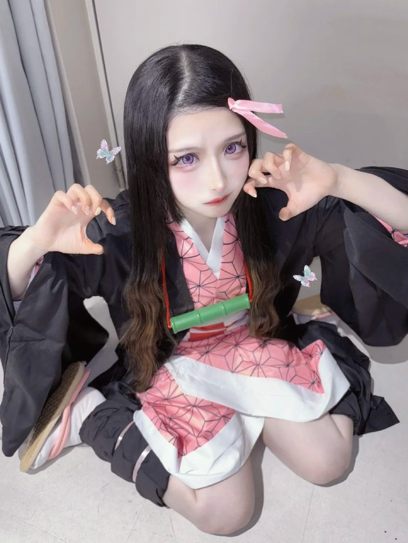 nezuko cosplay girl mặt lạnh thần thái